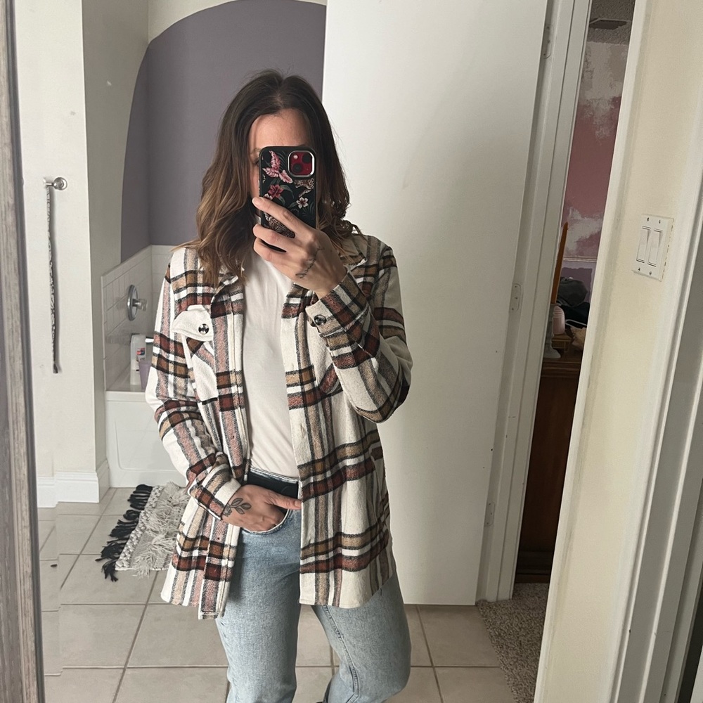 Nasty gal perfect plaid shacket shirt jacket size Small